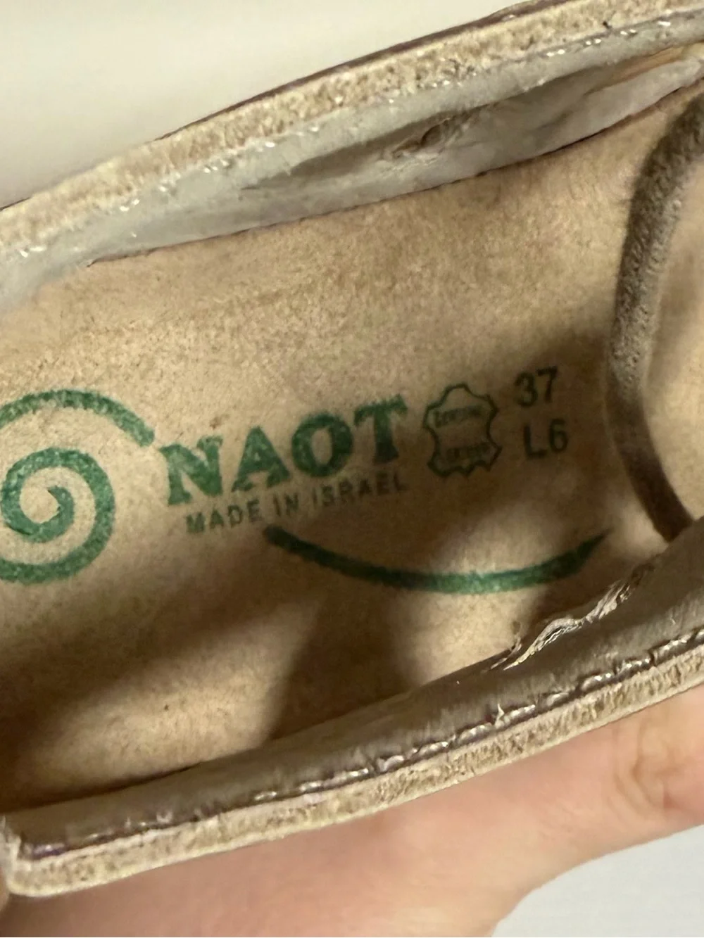 NAOT Footwear's Women's Lace-up Kata Shoe in Beige Lizard Size 6